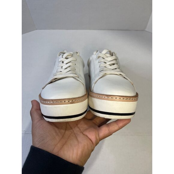 Chelsea & Violet Womens White Leather Platform Sneakers Sz 9 Casual Comfort Lace - Picture 14 of 14